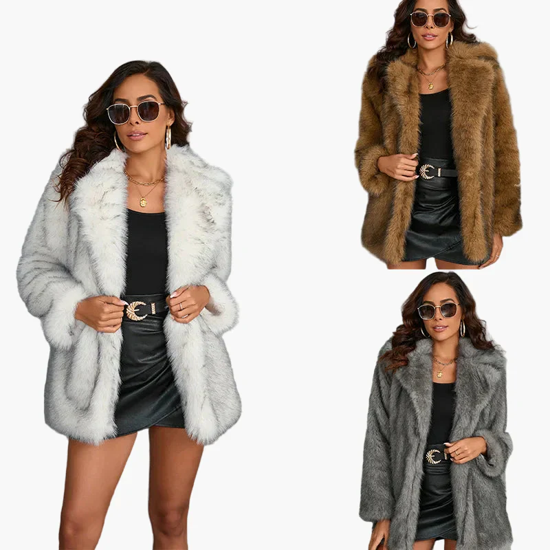 Damen Luxus Kunstpelzjacke – Eleganter Wintermantel für stilvolle Anlässe und Alltag