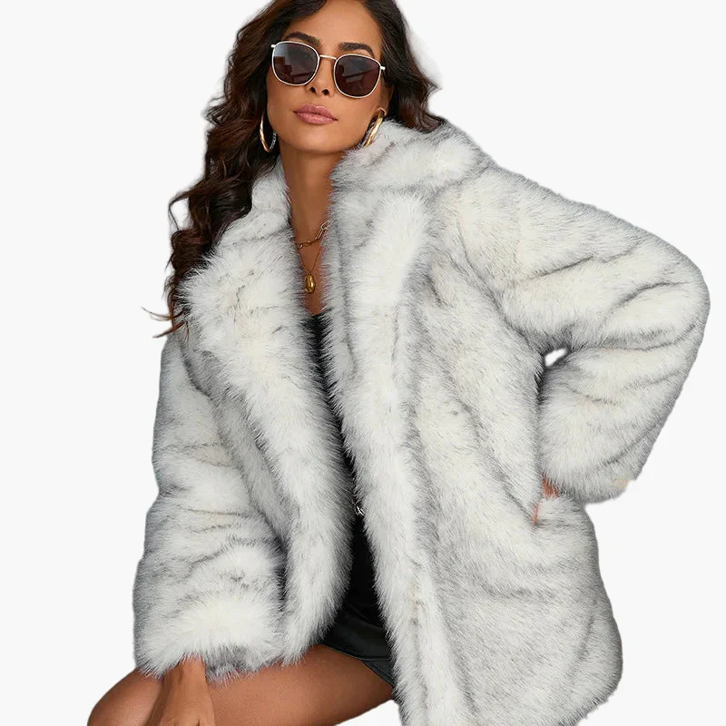 Damen Luxus Kunstpelzjacke – Eleganter Wintermantel für stilvolle Anlässe und Alltag - Image 2