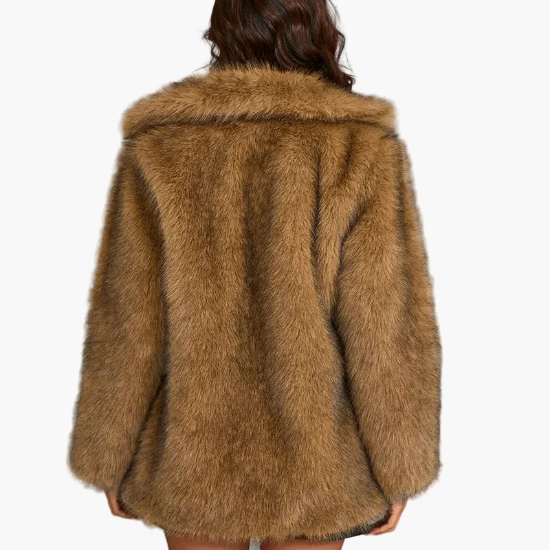 Damen Luxus Kunstpelzjacke – Eleganter Wintermantel für stilvolle Anlässe und Alltag - Image 3