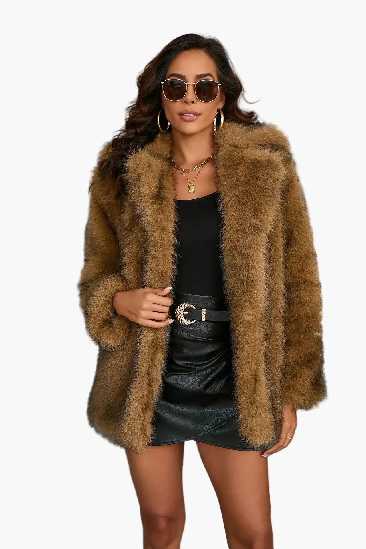 Damen Luxus Kunstpelzjacke – Eleganter Wintermantel für stilvolle Anlässe und Alltag - Image 7