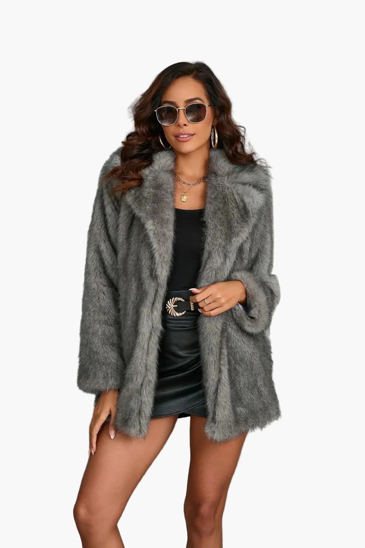 Damen Luxus Kunstpelzjacke – Eleganter Wintermantel für stilvolle Anlässe und Alltag - Image 8