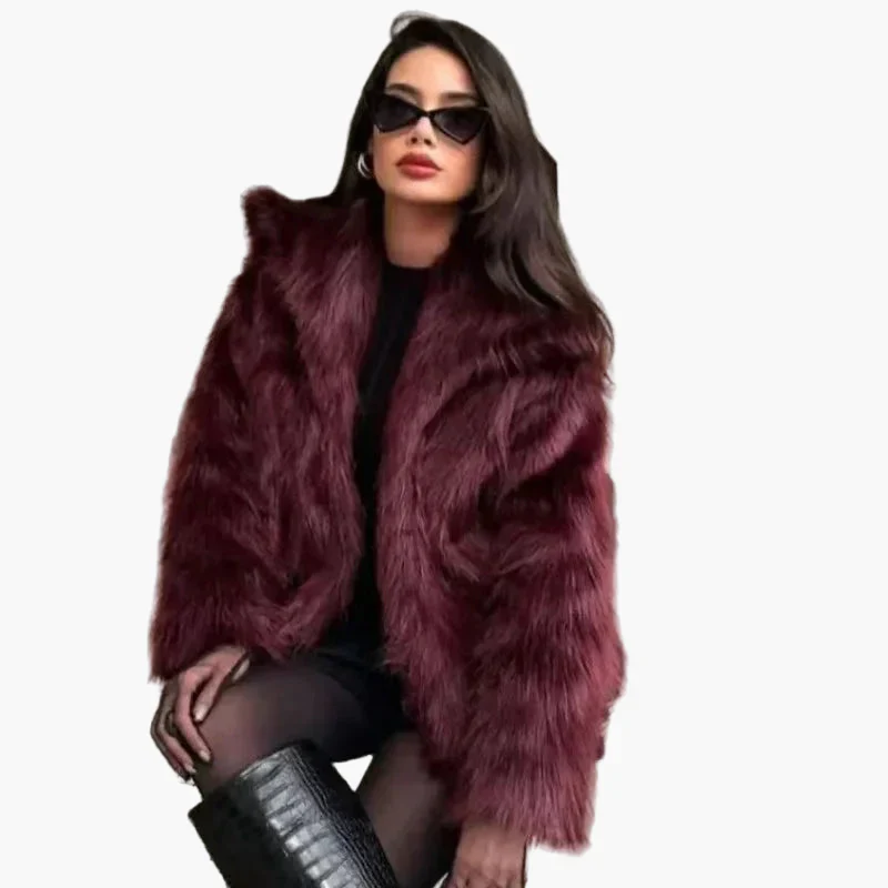 Damen Luxus Kurzfelljacke – Eleganter Streetstyle für den Winter