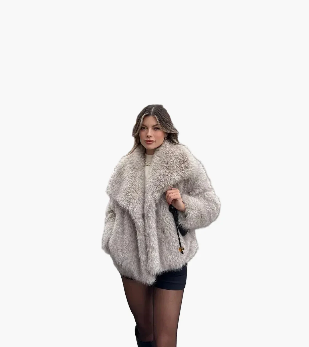 Damen Luxus Kurzfelljacke – Eleganter Streetstyle für den Winter - Image 7
