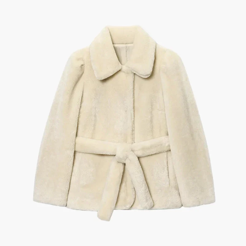 Damen Luxus-Kurzmantel mit Gürtel – Eleganter Alltags- und Anlass-Look