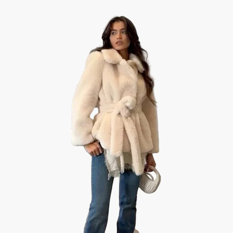 Damen Luxus-Kurzmantel mit Gürtel – Eleganter Alltags- und Anlass-Look - Image 3