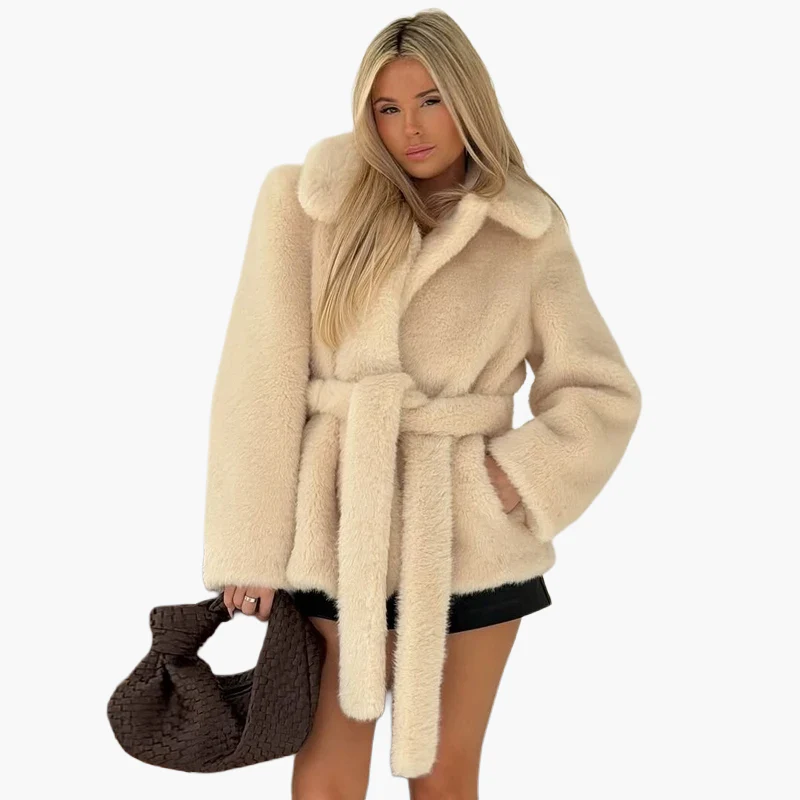 Damen Luxus-Kurzmantel mit Gürtel – Eleganter Alltags- und Anlass-Look - Image 5