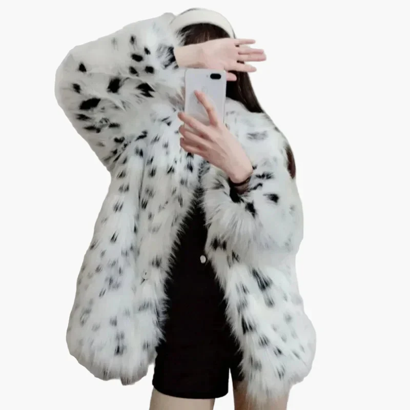 Damen Luxus Winterjacke Vintage Stil – Elegante Fell-Optik für besondere Anlässe - Image 4