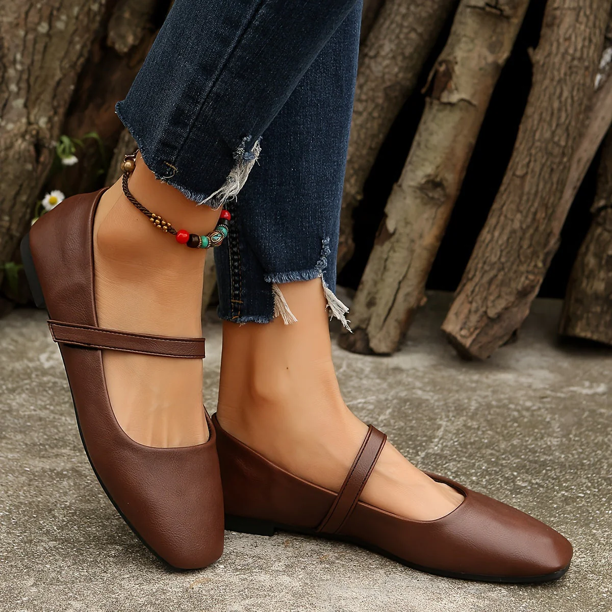 Damen Mary Jane Ballerinas Flach Elegant Alltagsschuhe - Image 2