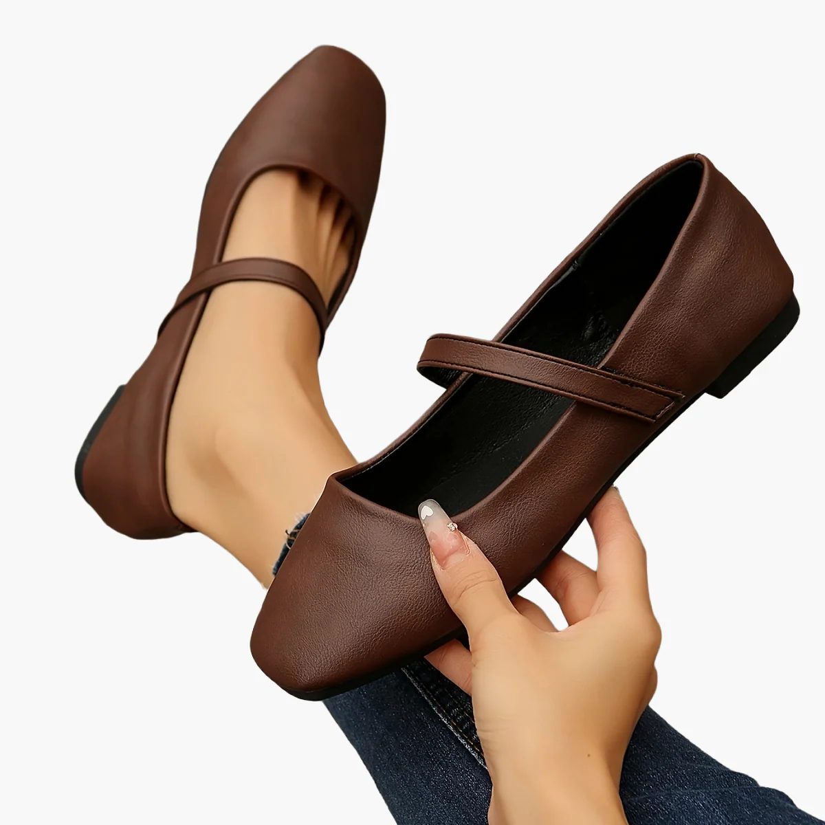Damen Mary Jane Ballerinas Flach Elegant Alltagsschuhe - Image 6