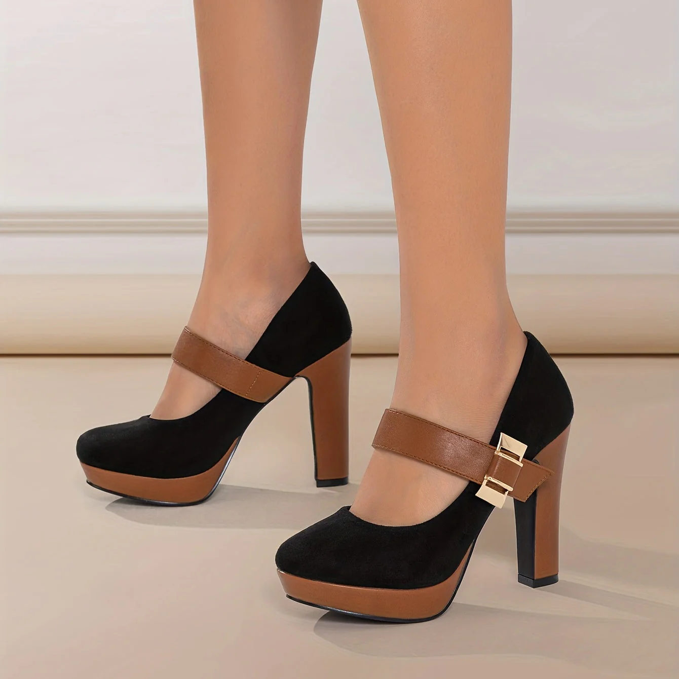 Damen Mary Jane High Heels mit Blockabsatz Elegant für Büro und Anlass - Image 5