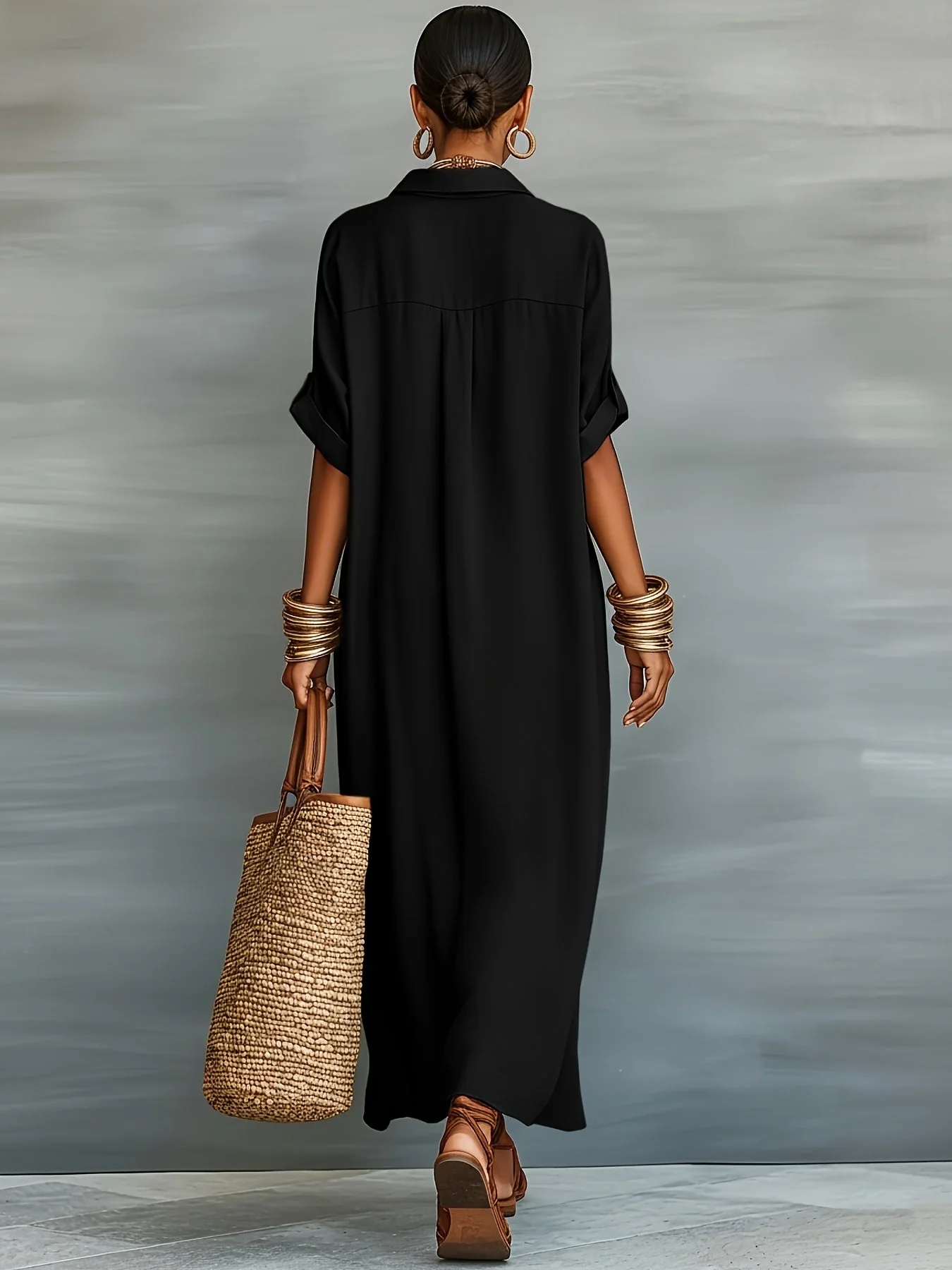 Damen Maxi-Hemdkleid im lässigen Boho-Stil für Urlaub und Sommer - Image 4