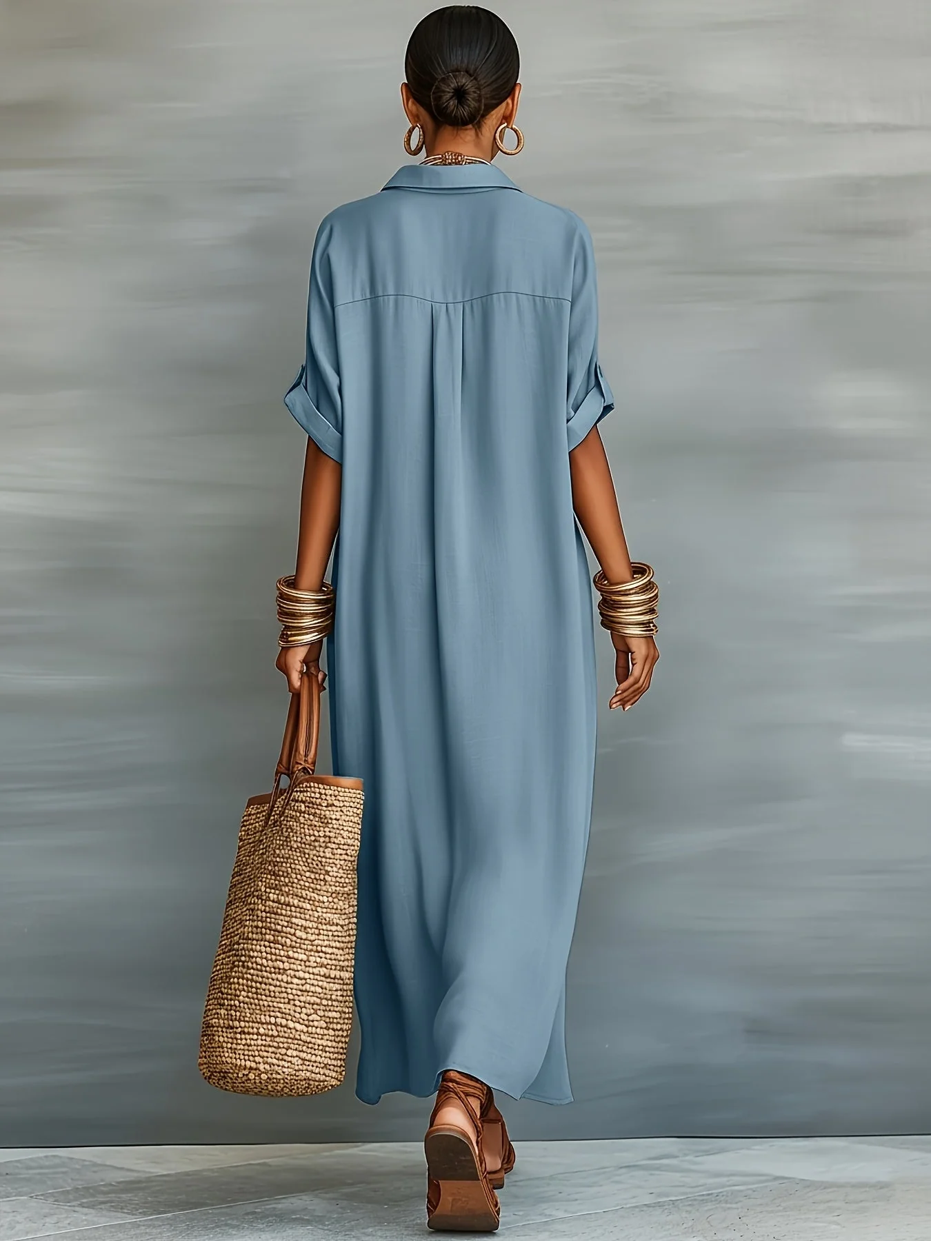 Damen Maxi-Hemdkleid im lässigen Boho-Stil für Urlaub und Sommer - Image 5