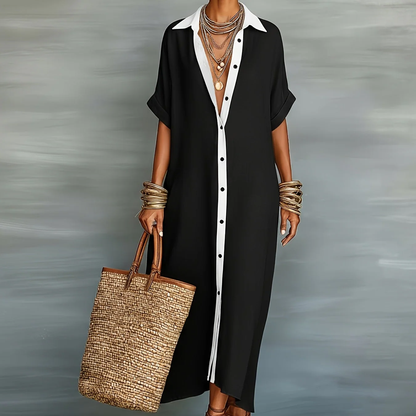 Damen Maxi-Hemdkleid im lässigen Boho-Stil für Urlaub und Sommer - Image 8