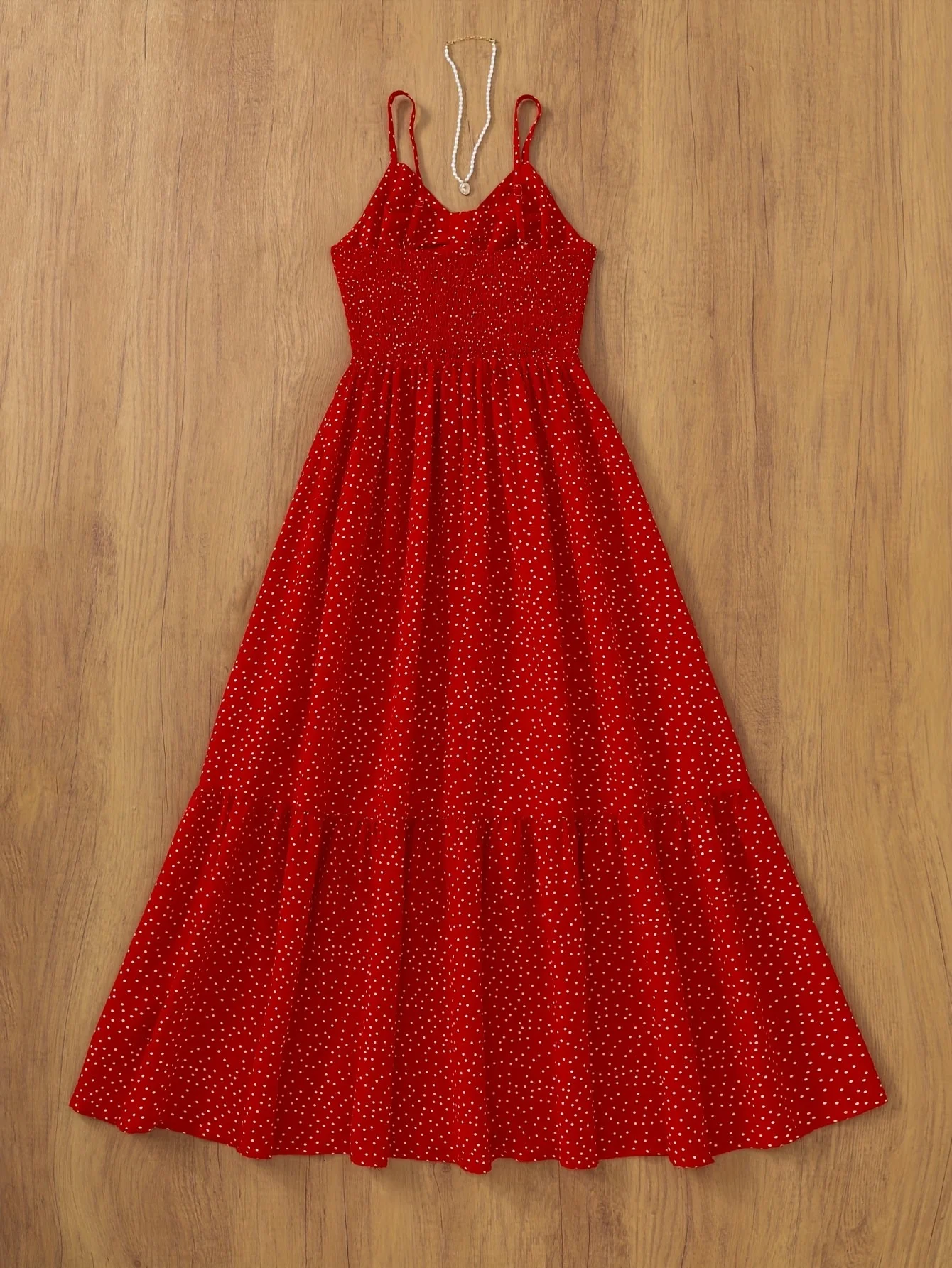 Damen Maxikleid mit Polka Dots und Rüschen – Elegantes Sommerkleid im Vintage-Stil für besondere Anlässe - Image 6