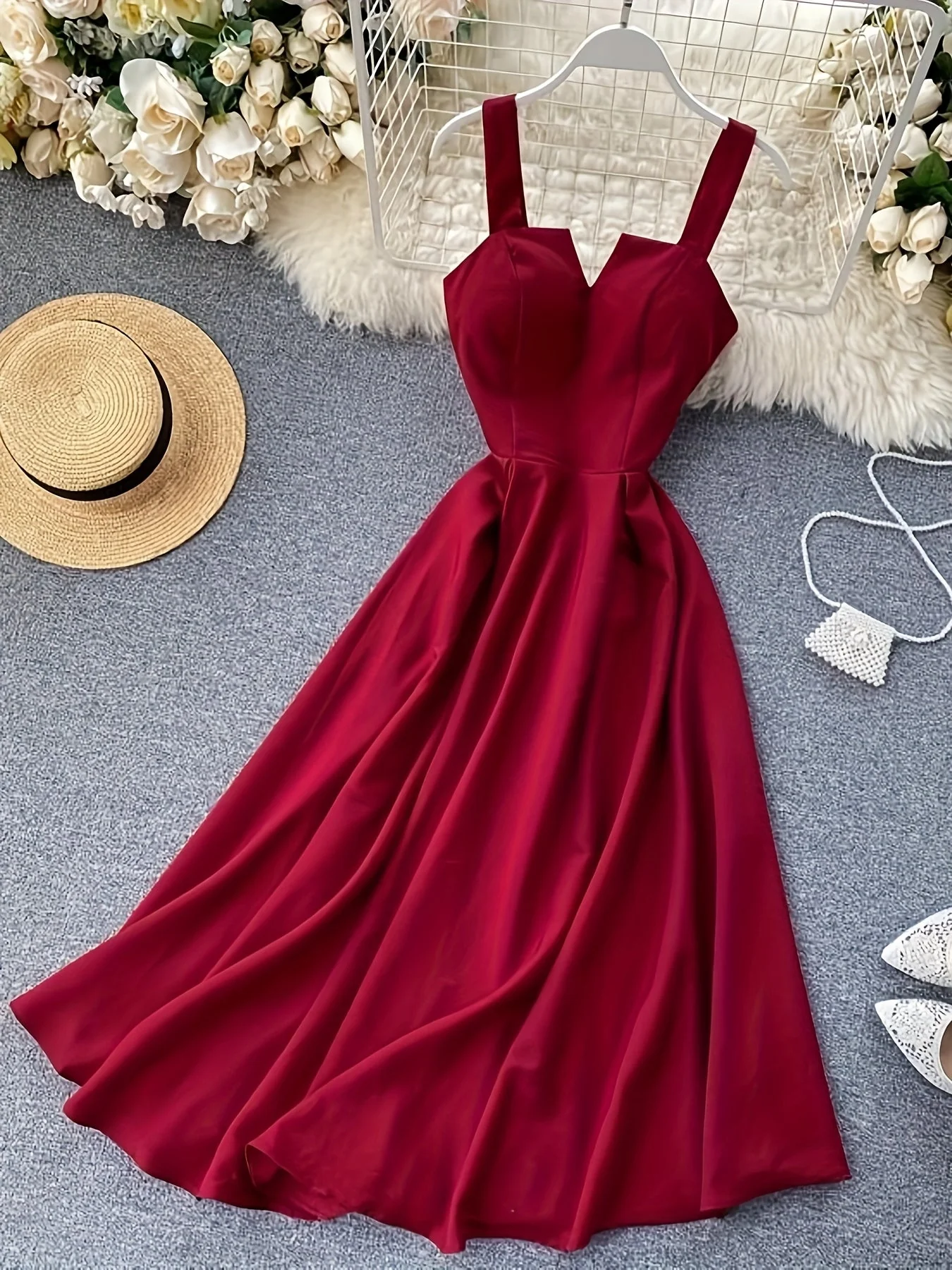 Damen Maxikleid mit Spaghettiträgern und Schleife – Elegantes Sommerkleid für festliche Anlässe - Image 2