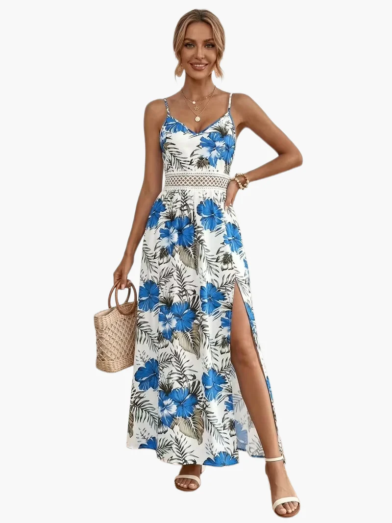 Damen Maxikleid mit Tropen-Print und Spitzendetail – Perfekt für Urlaub & Sommer - Image 10
