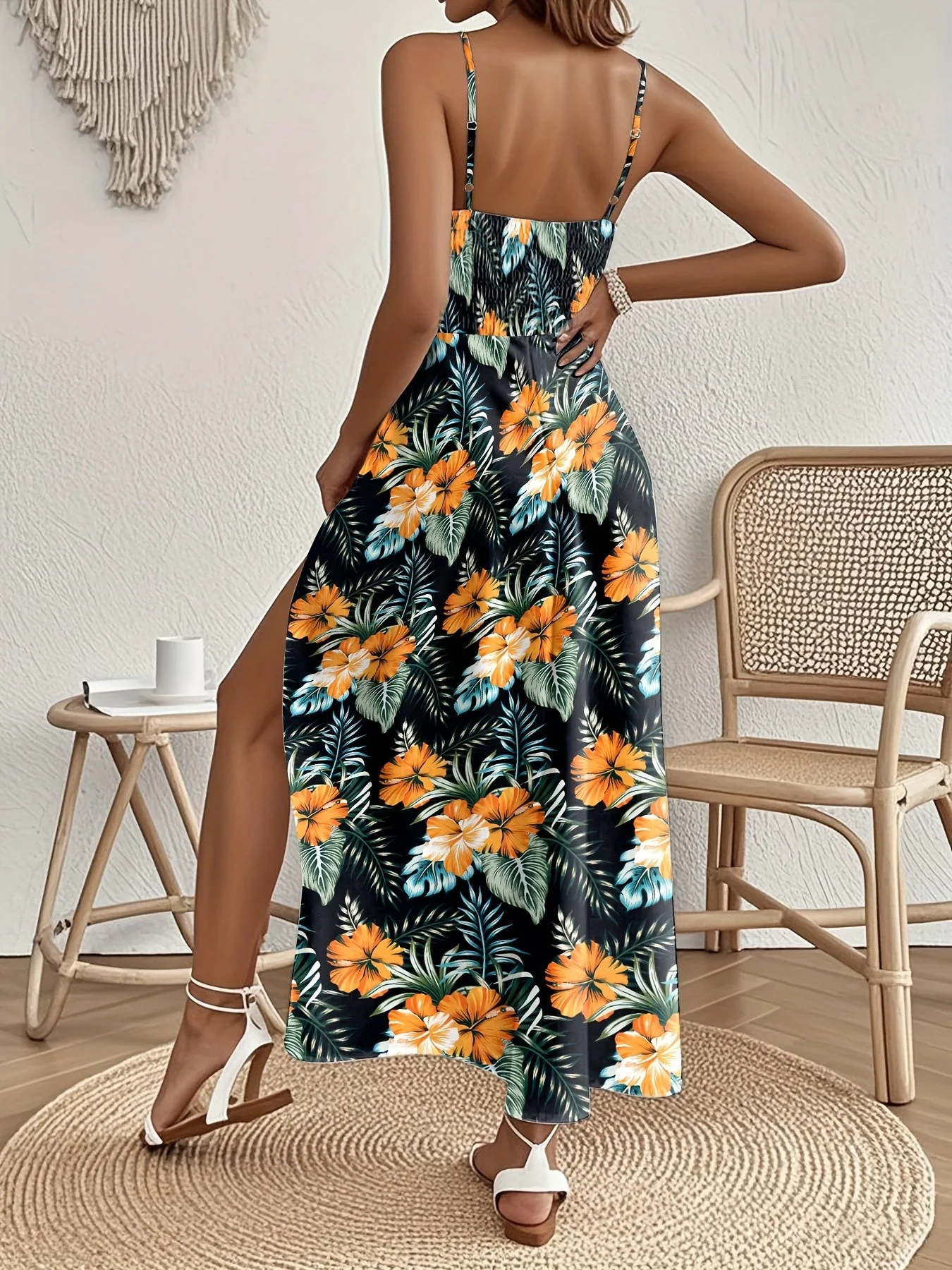 Damen Maxikleid mit Tropen-Print und Spitzendetail – Perfekt für Urlaub & Sommer - Image 7