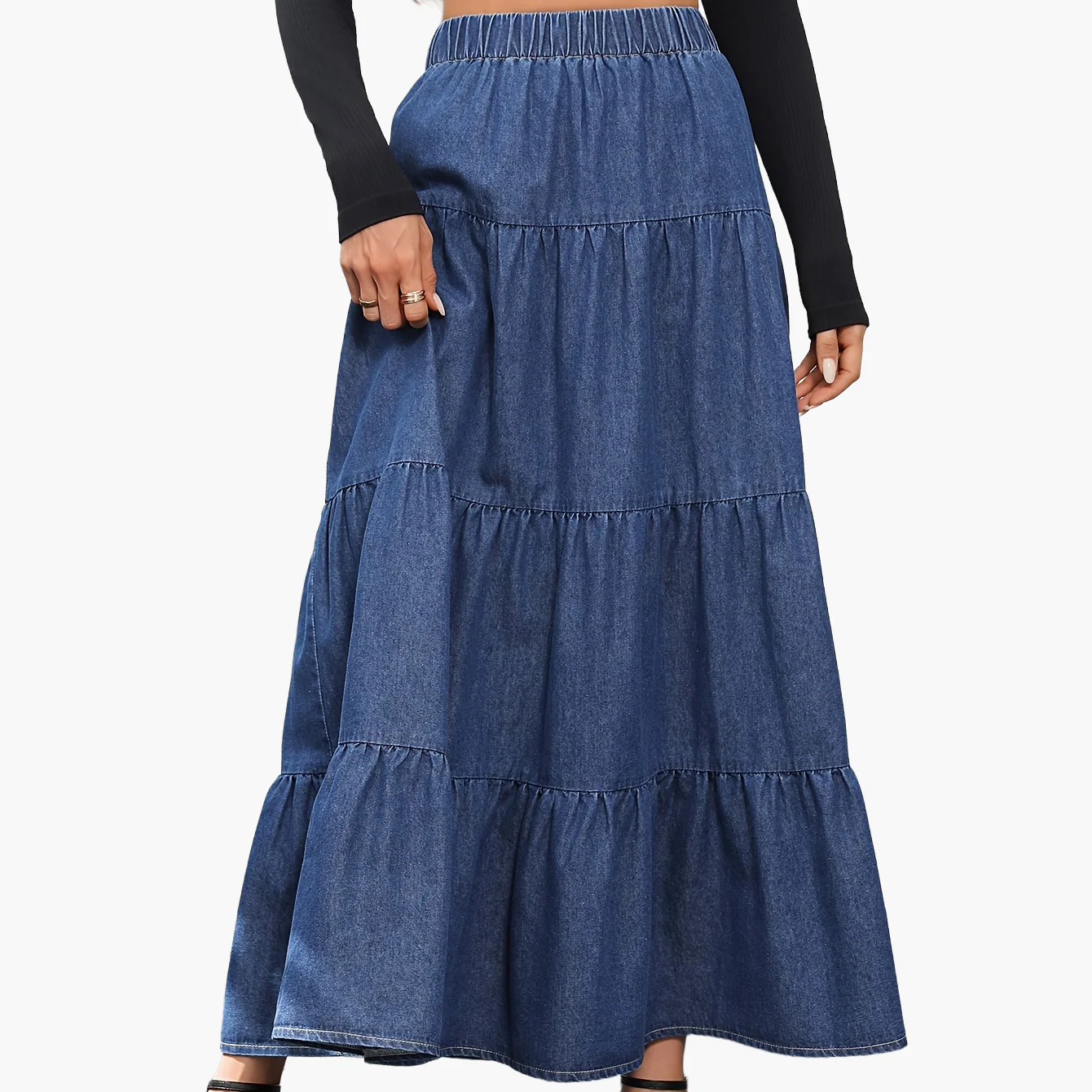 Damen Maxirock Elegant Ausgestellt Sommer Freizeit - Image 7