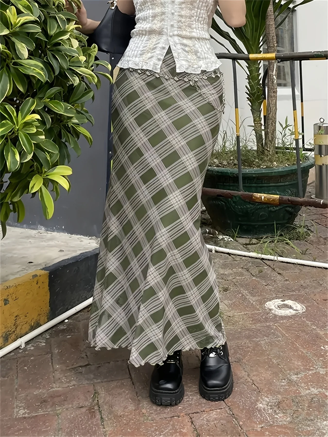 Damen Maxirock Elegant Kariert Vintage Stil – Freizeit & Alltag - Image 5