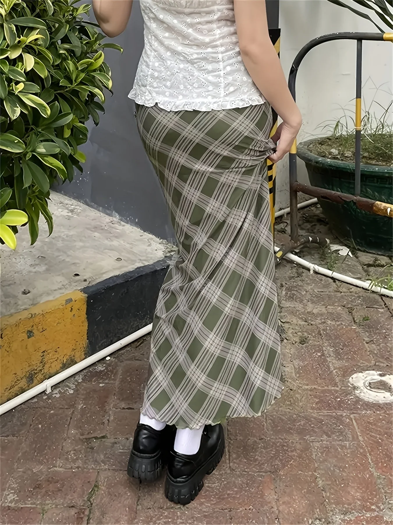 Damen Maxirock Elegant Kariert Vintage Stil – Freizeit & Alltag - Image 7