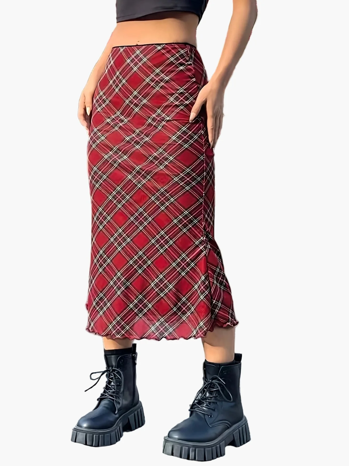 Damen Maxirock Elegant Kariert Vintage Stil – Freizeit & Alltag - Image 8