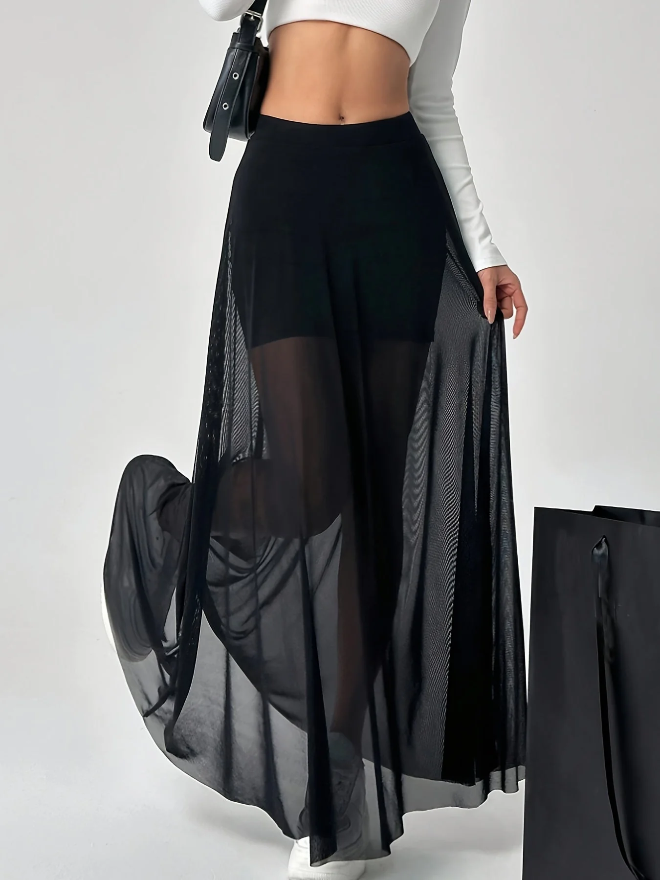 Damen Maxirock mit Mesh-Design im angesagten Lagenlook für Frühling und Sommer – Eleganter, luftiger Style für Urlaub und Alltag