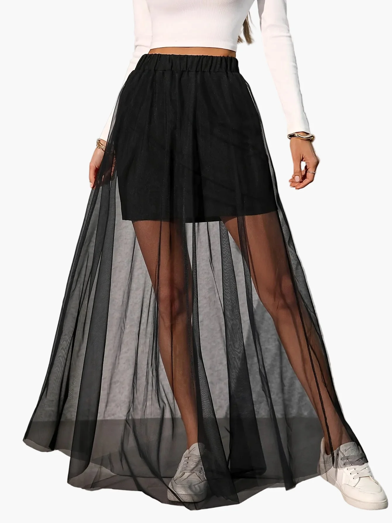 Damen Maxirock mit Mesh-Design im angesagten Lagenlook für Frühling und Sommer – Eleganter, luftiger Style für Urlaub und Alltag - Image 7