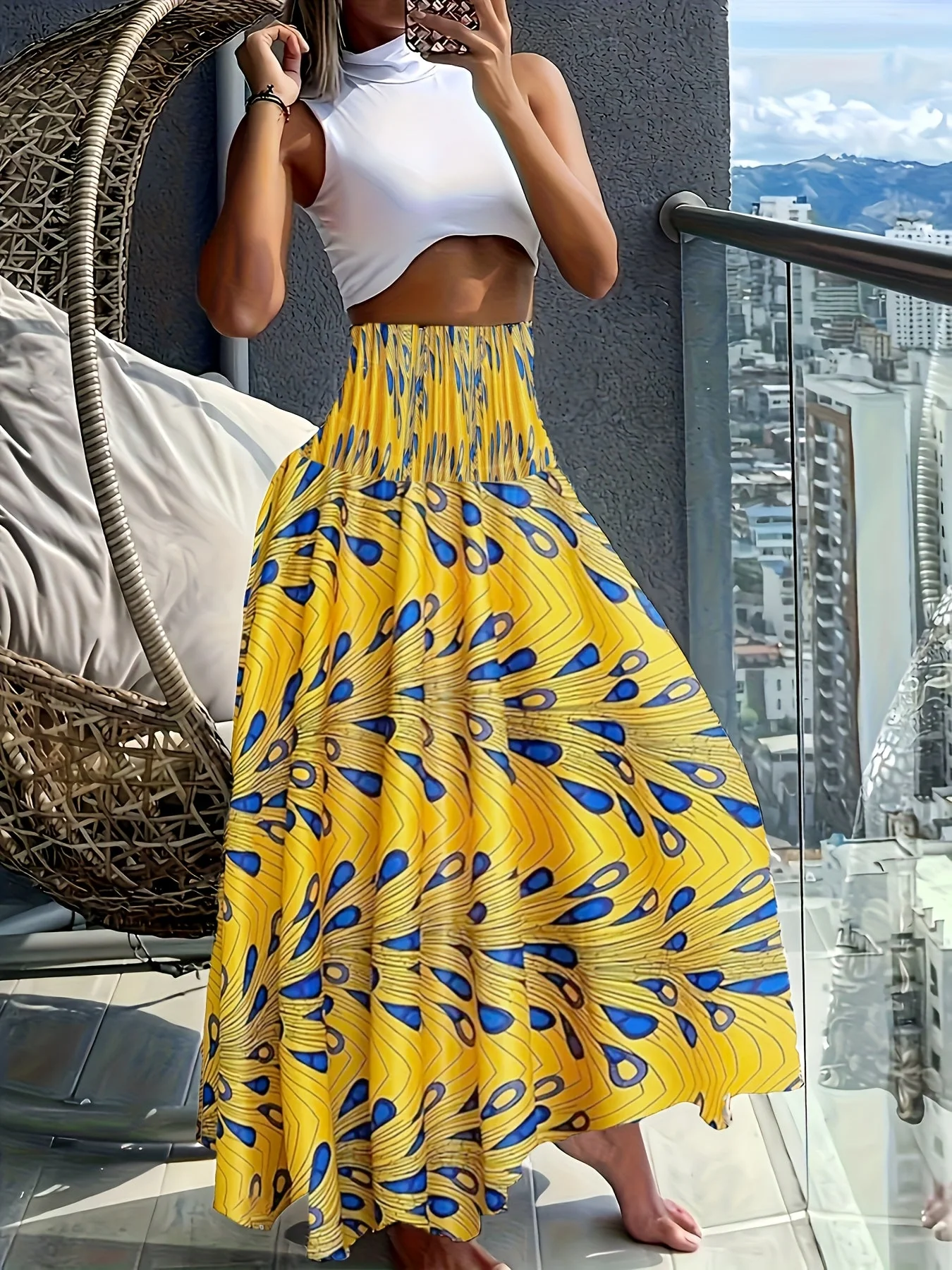 Damen Maxirock mit tropischem Blumenmuster – Eleganter Sommerrock für Freizeit und Urlaub - Image 9