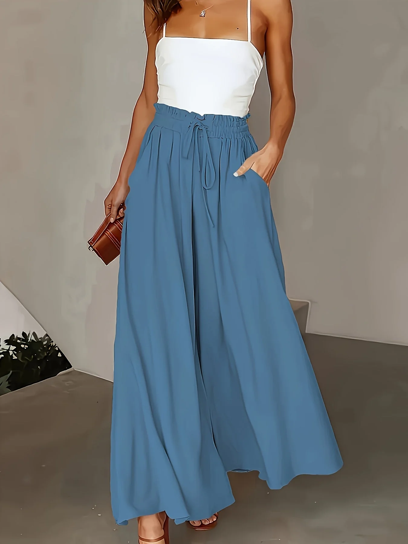 Damen Maxirock mit weitem Bein und Paperbag-Bund – Eleganter Freizeitstil für Frühling und Sommer - Image 5