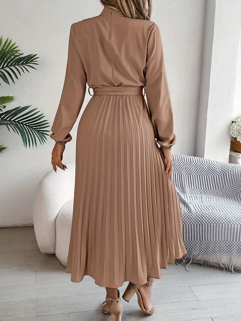 Damen Midikleid Elegant mit Plisseefalten und Gürtel – Perfekt für Büro & besondere Anlässe - Image 10
