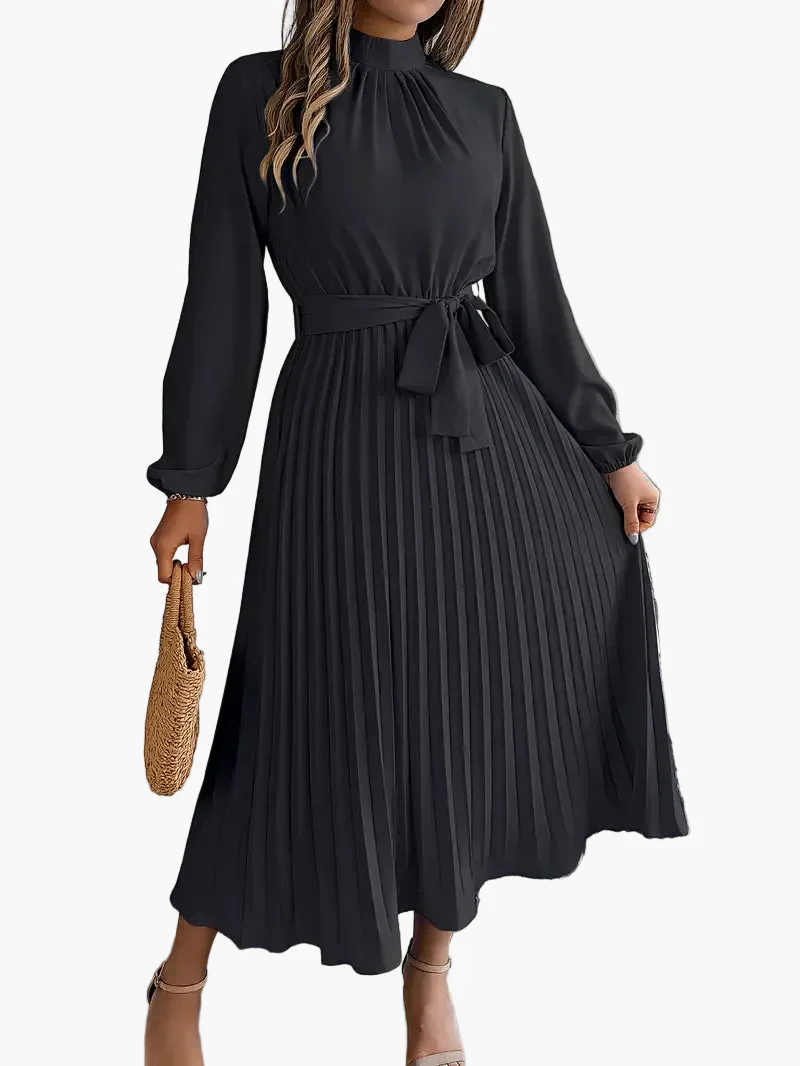 Damen Midikleid Elegant mit Plisseefalten und Gürtel – Perfekt für Büro & besondere Anlässe - Image 11