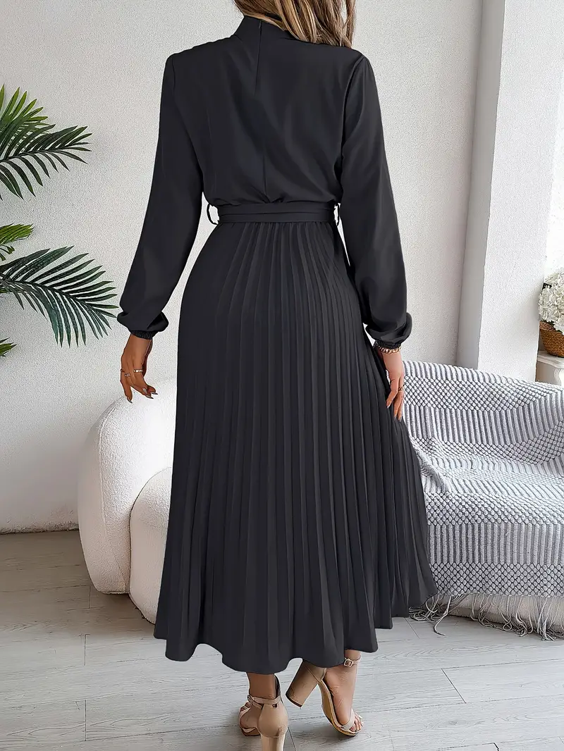 Damen Midikleid Elegant mit Plisseefalten und Gürtel – Perfekt für Büro & besondere Anlässe - Image 12