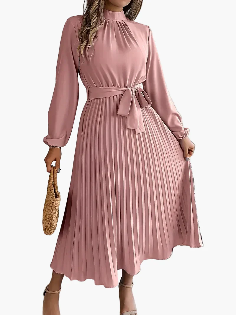 Damen Midikleid Elegant mit Plisseefalten und Gürtel – Perfekt für Büro & besondere Anlässe - Image 7