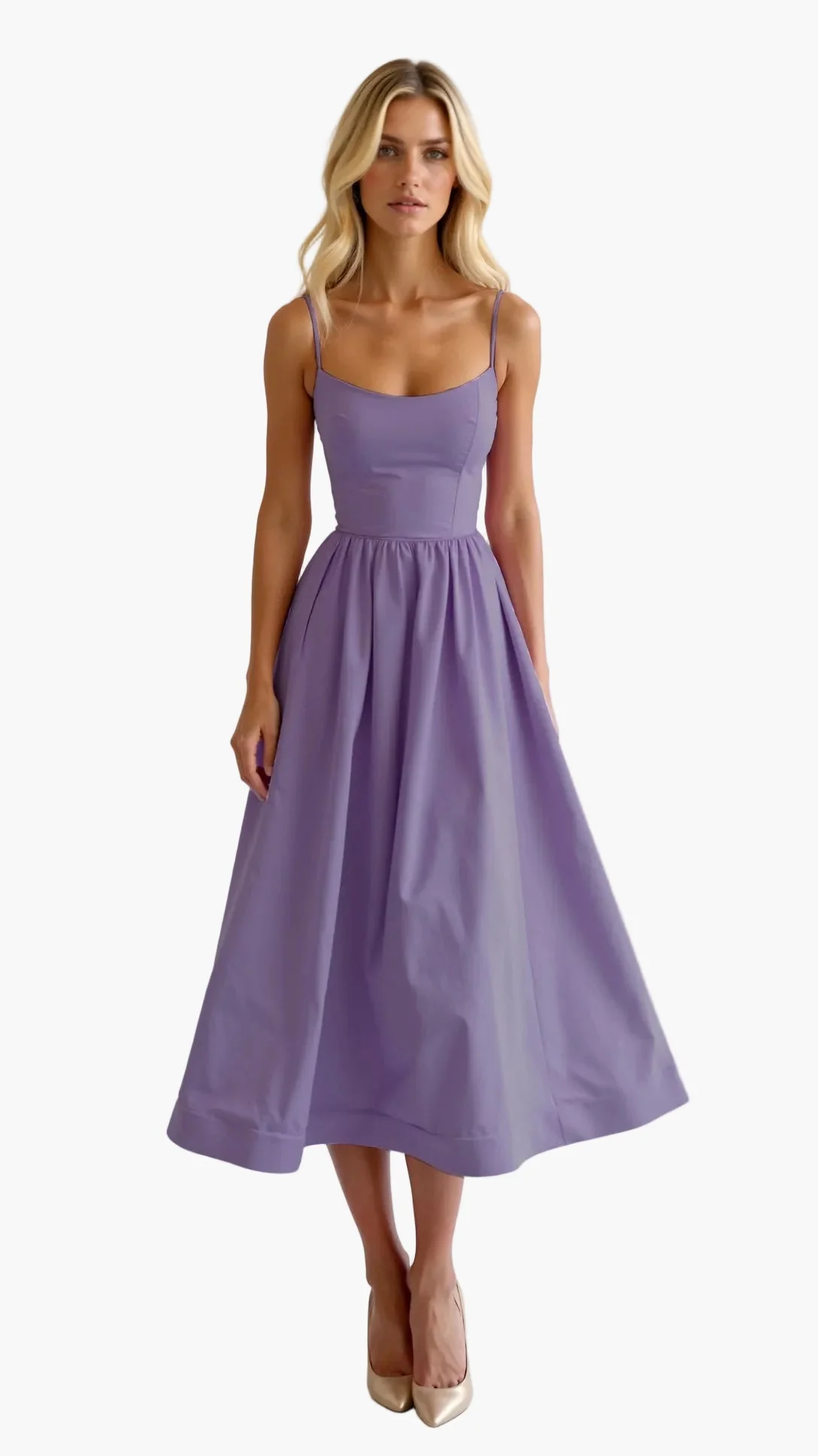 Damen Midikleid mit Spaghettiträgern – Elegantes Sommerkleid für Alltag, Party & Hochzeit - Image 11