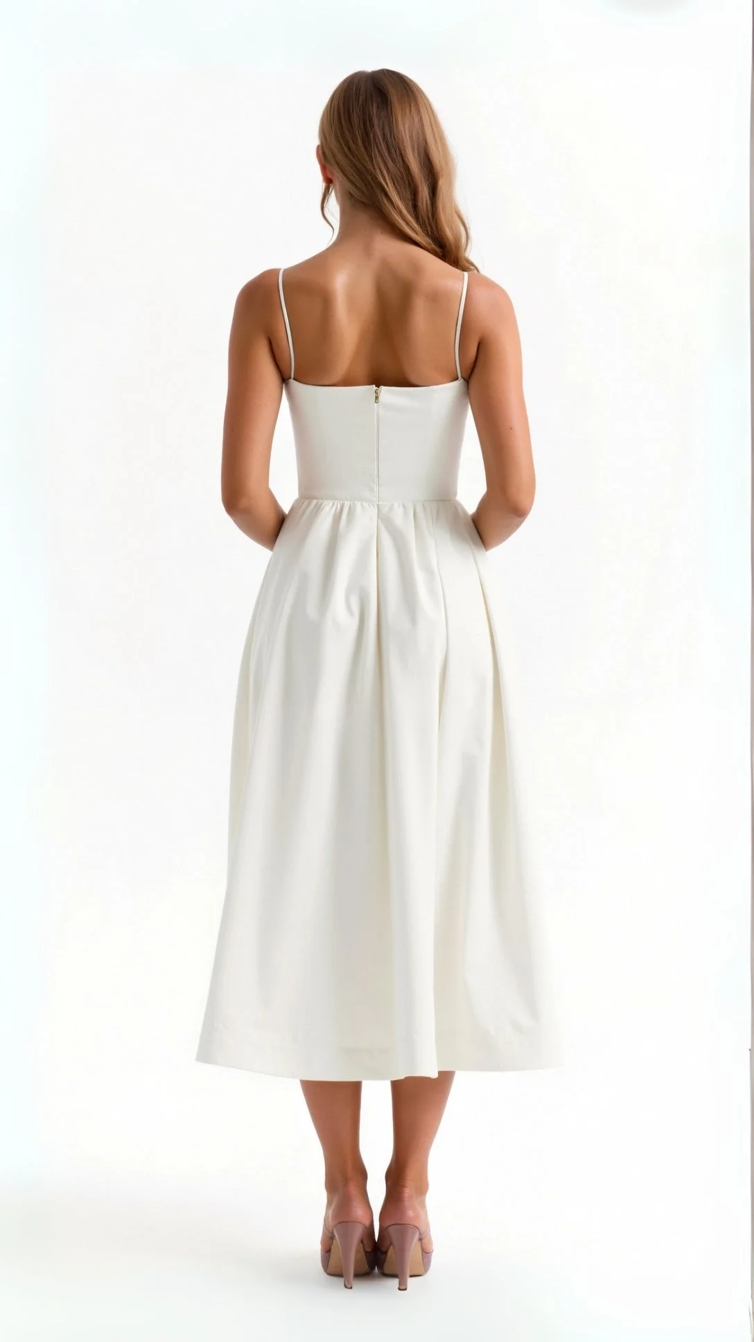 Damen Midikleid mit Spaghettiträgern – Elegantes Sommerkleid für Alltag, Party & Hochzeit - Image 2