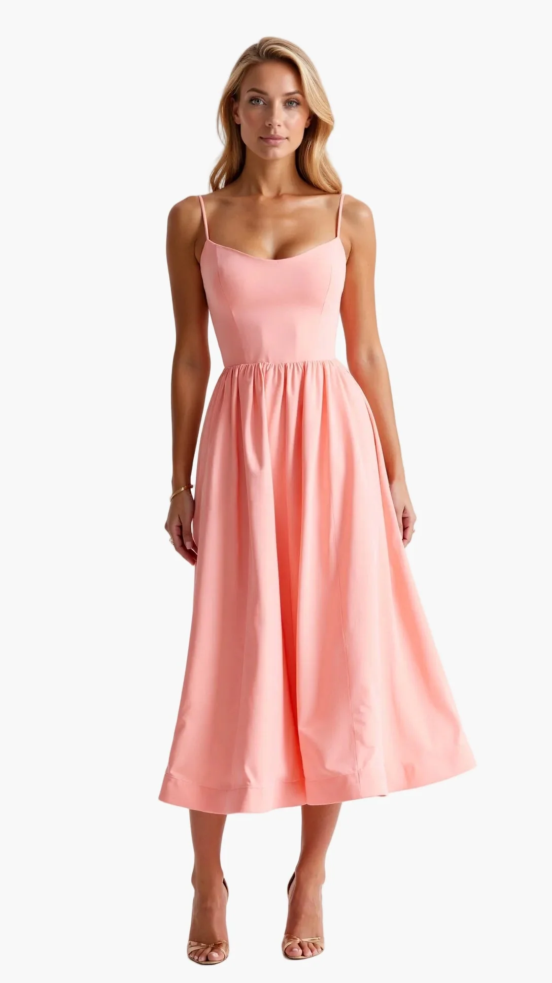 Damen Midikleid mit Spaghettiträgern – Elegantes Sommerkleid für Alltag, Party & Hochzeit - Image 4