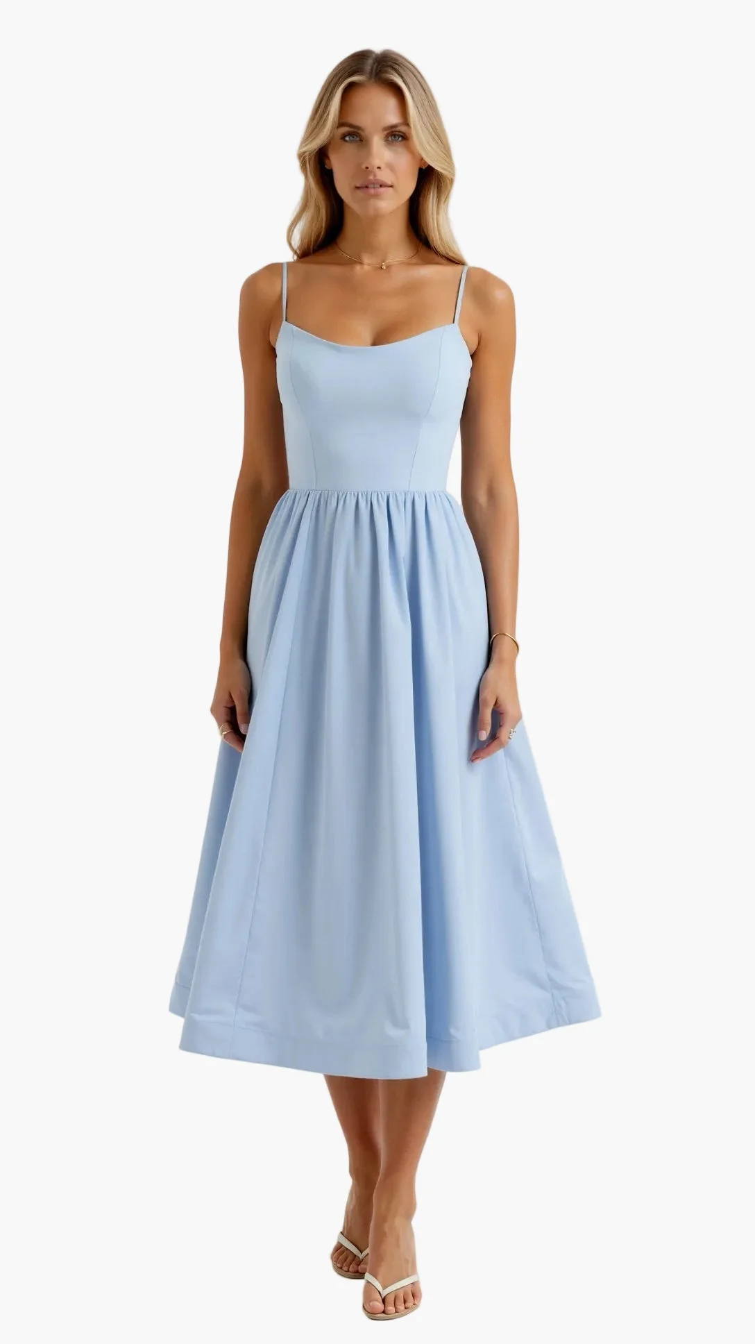 Damen Midikleid mit Spaghettiträgern – Elegantes Sommerkleid für Alltag, Party & Hochzeit - Image 7