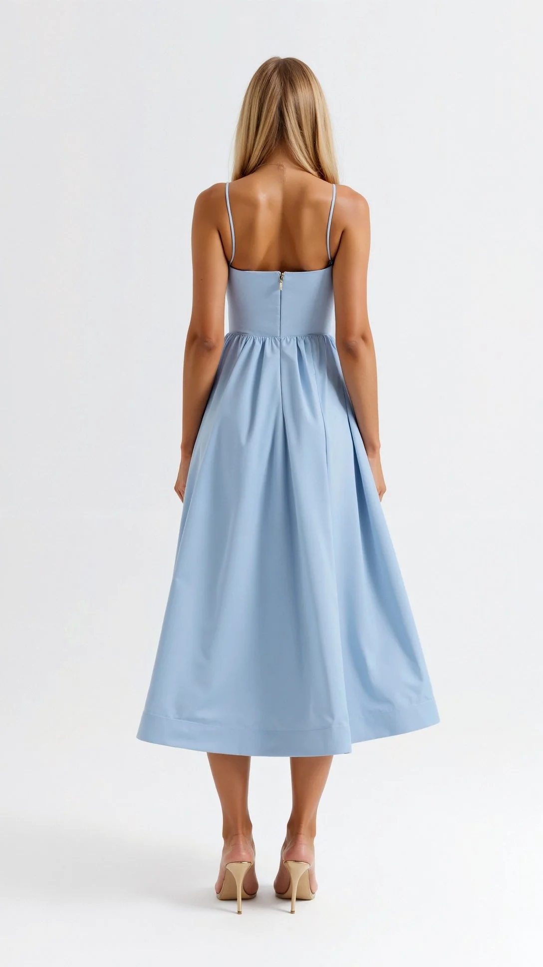 Damen Midikleid mit Spaghettiträgern – Elegantes Sommerkleid für Alltag, Party & Hochzeit - Image 8