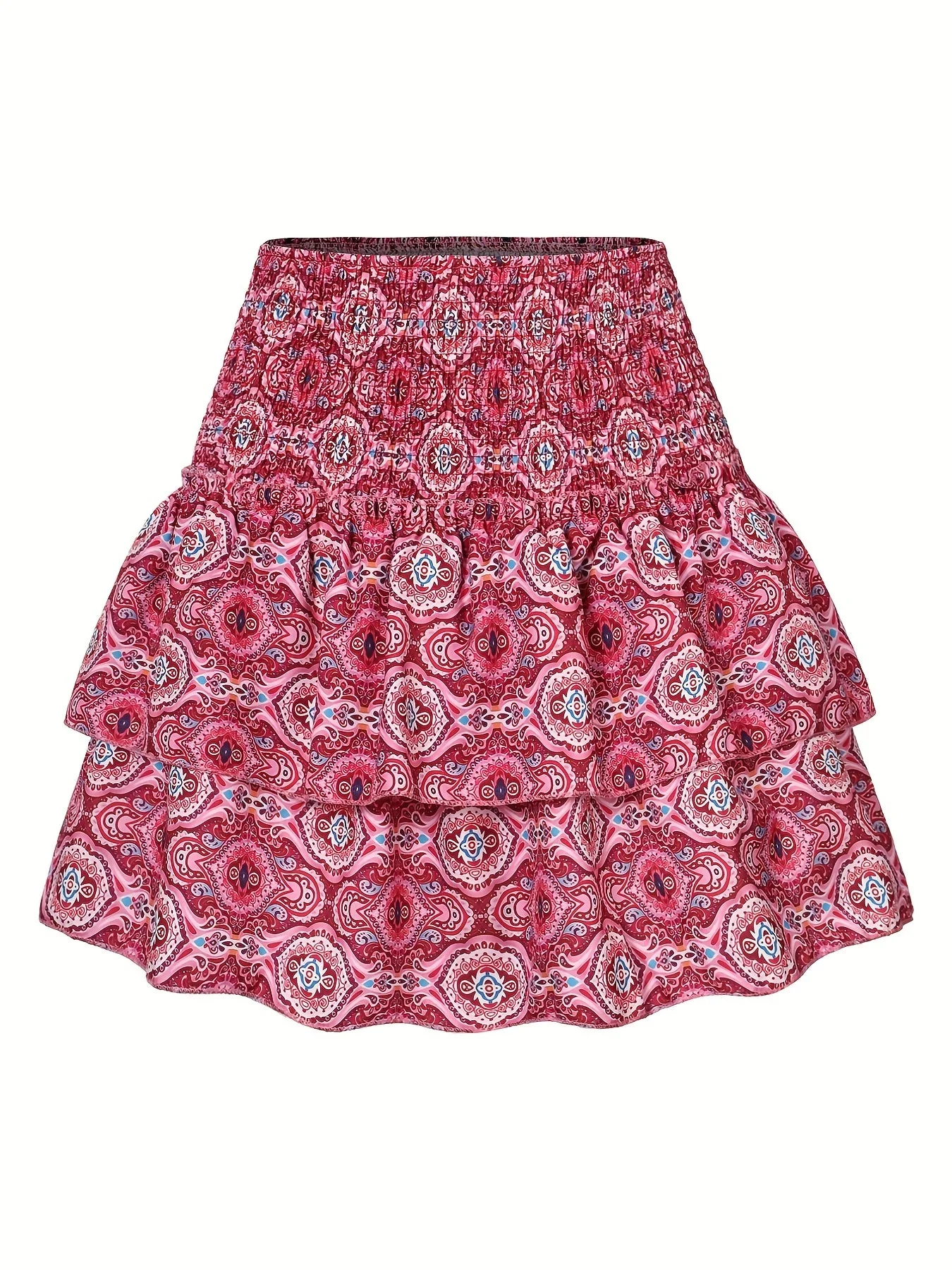 Damen Minirock mit tropischem Muster und Rüschen – Sommer, Elegant, Freizeit - Image 6