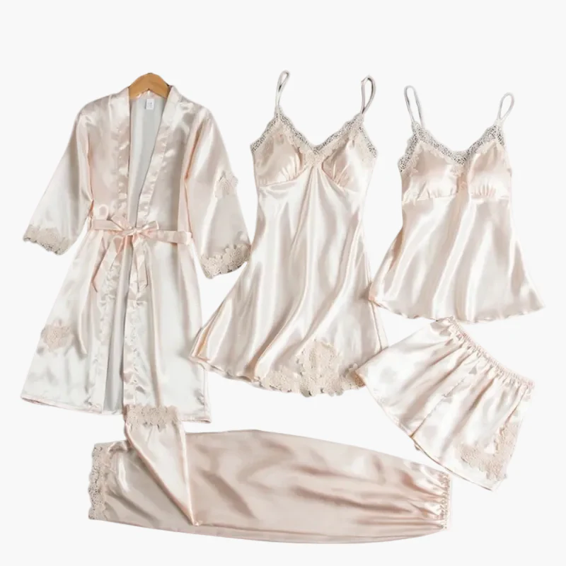 Damen Nachtwäsche Set 5-teilig – Elegantes Pyjama- und Homewear-Set für stilvolle Abende - Image 4