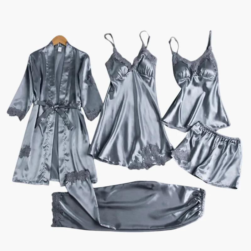 Damen Nachtwäsche Set 5-teilig – Elegantes Pyjama- und Homewear-Set für stilvolle Abende - Image 5