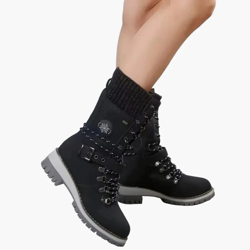 Damen Outdoor-Winterstiefel mit Schnürung und Strickkragen – Modische warme Stiefel für Freizeit & Alltag - Image 3
