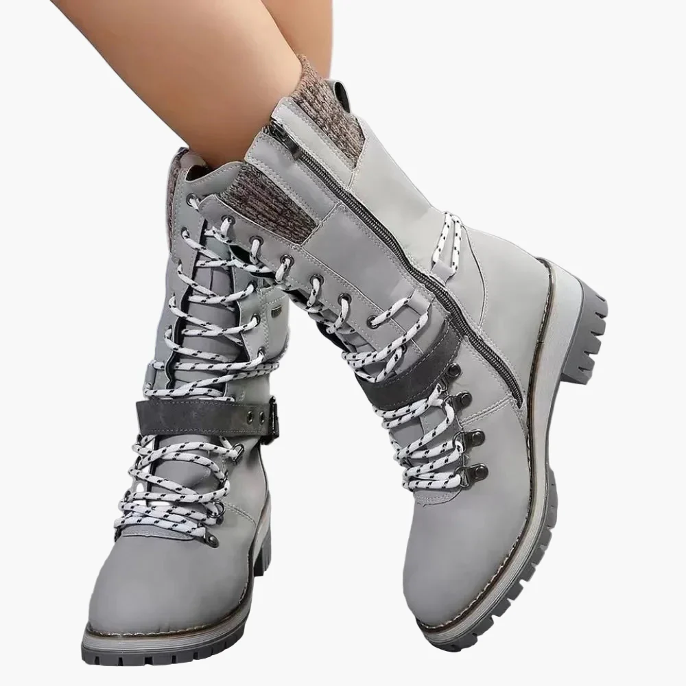 Damen Outdoor-Winterstiefel mit Schnürung und Strickkragen – Modische warme Stiefel für Freizeit & Alltag - Image 4