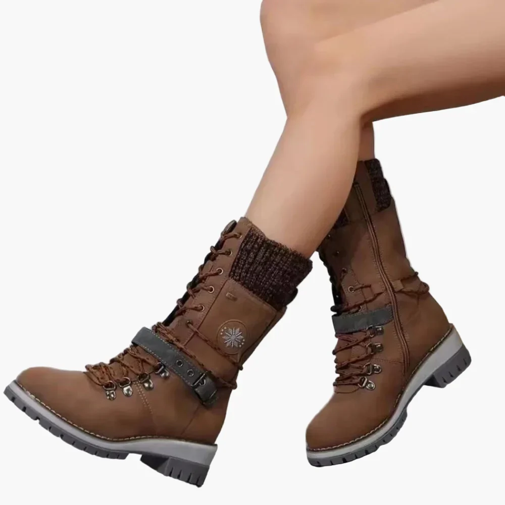 Damen Outdoor-Winterstiefel mit Schnürung und Strickkragen – Modische warme Stiefel für Freizeit & Alltag - Image 5