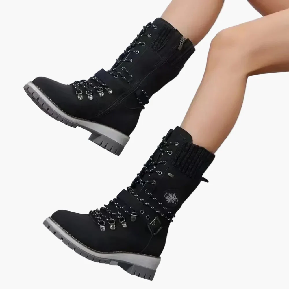 Damen Outdoor-Winterstiefel mit Schnürung und Strickkragen – Modische warme Stiefel für Freizeit & Alltag - Image 6