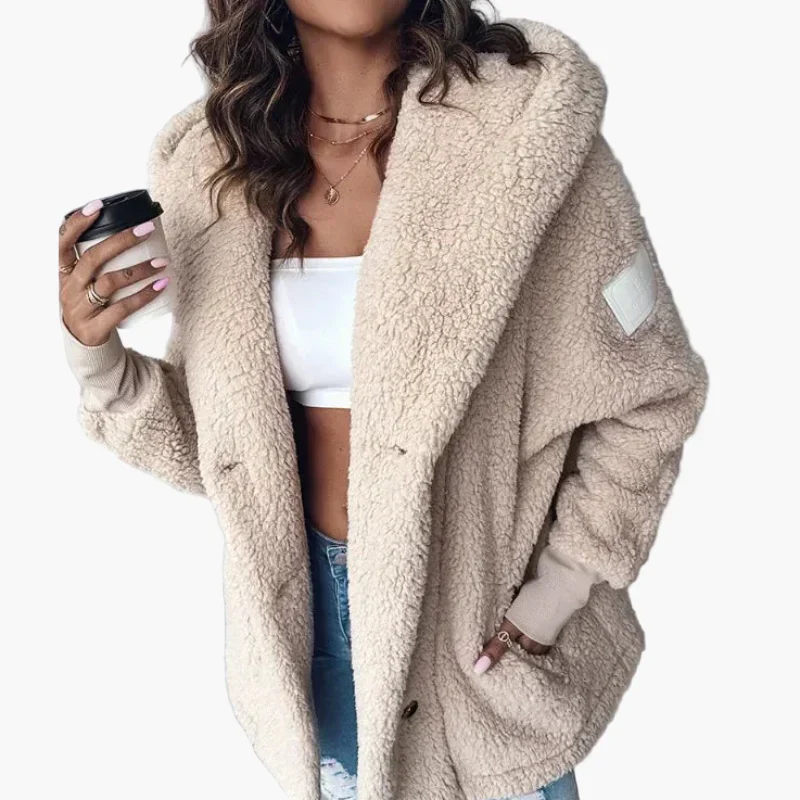 Damen Oversize Fleece Mantel mit Kapuze – Kuscheliger Winter Streetstyle - Image 3