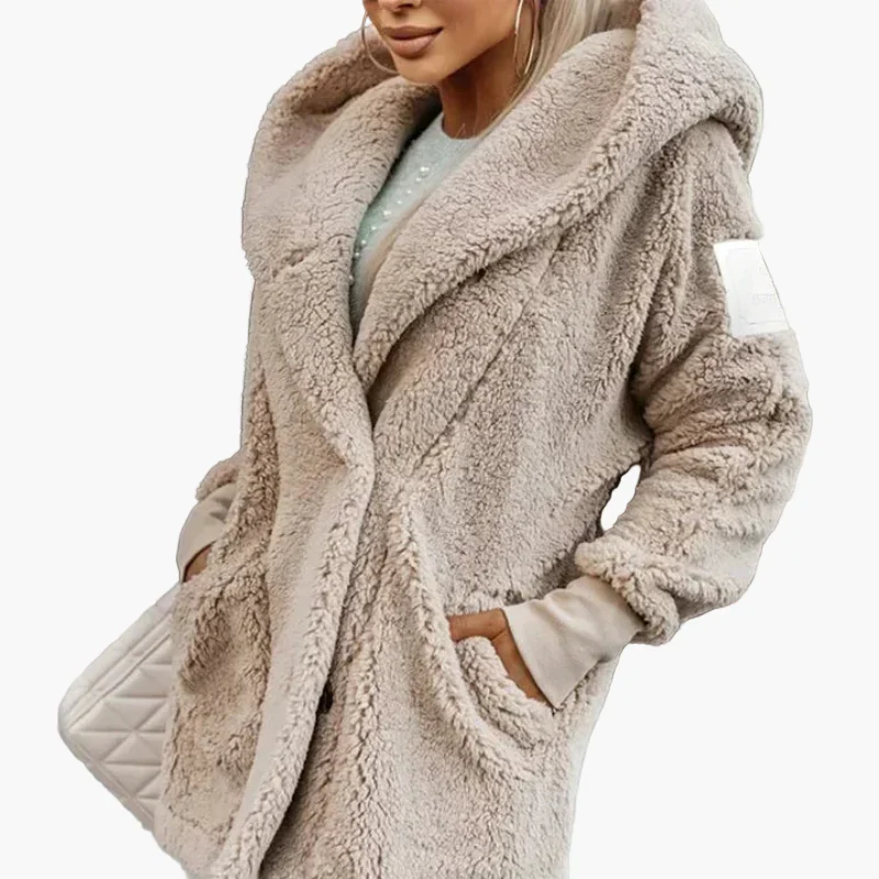 Damen Oversize Fleece Mantel mit Kapuze – Kuscheliger Winter Streetstyle - Image 4