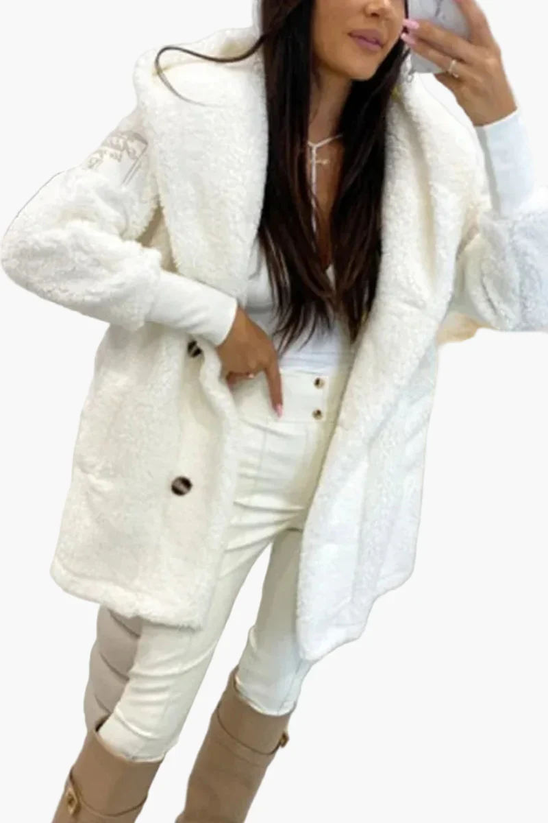 Damen Oversize Fleece Mantel mit Kapuze – Kuscheliger Winter Streetstyle - Image 9