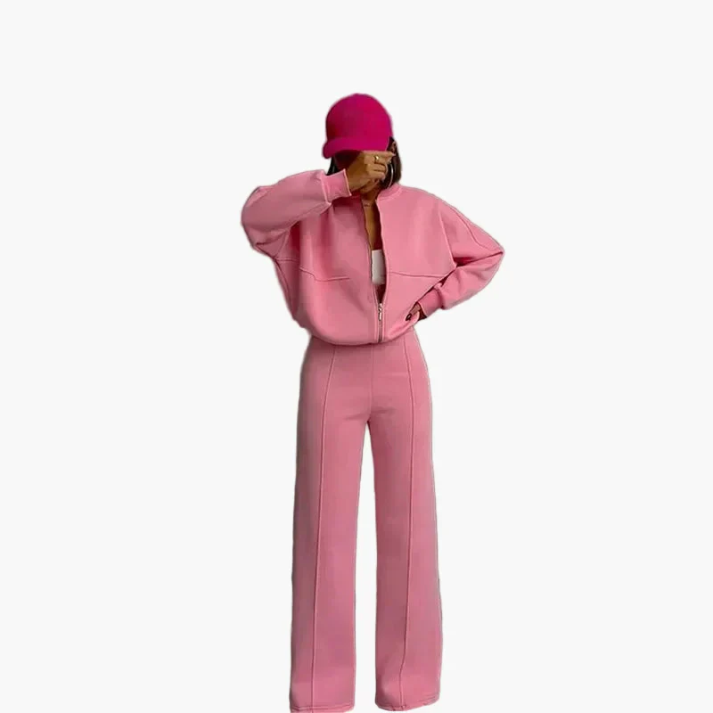Damen Oversize Freizeitanzug Zweiteiler mit weiter Hose und Reißverschlussjacke – Lässiger Streetwear-Look - Image 10