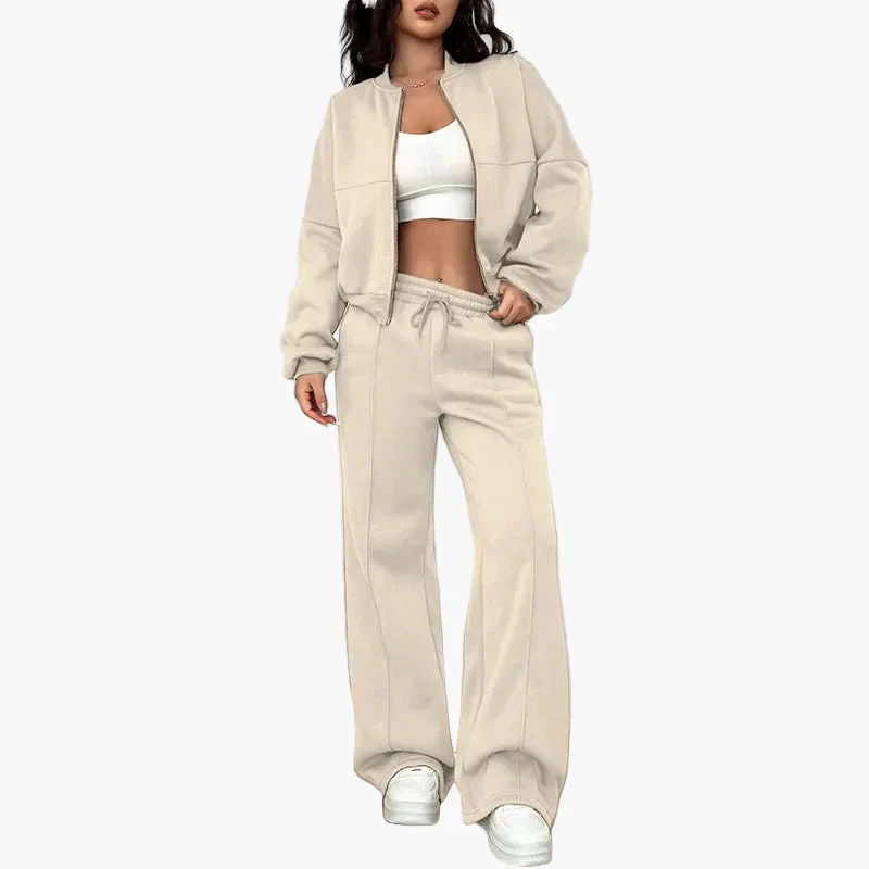 Damen Oversize Freizeitanzug Zweiteiler mit weiter Hose und Reißverschlussjacke – Lässiger Streetwear-Look - Image 11